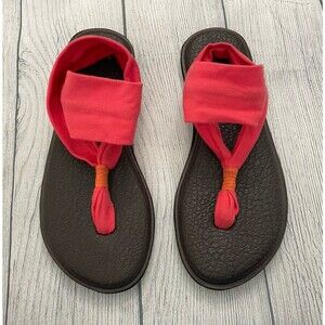 Coral Orange Sanuk Yoga Mat Sling 2 Women’s Ladies Sandals Shoes, Size Adult 7
